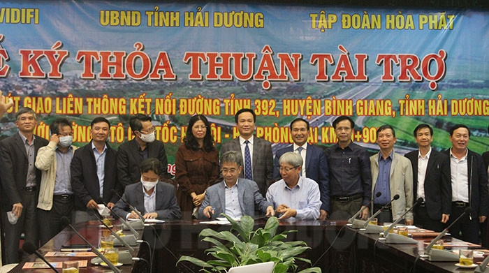 Công ty CP Tập đoàn Hòa Phát tài trợ xây dựng nút giao kết nối đường tỉnh 392 với cao tốc Hà Nội-Hải Phòng